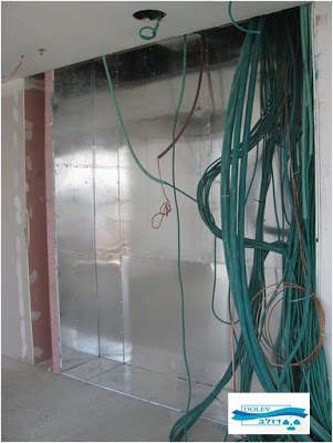  ELF magnetic fields passive protection installed on the   back of an electricity cabinet (Picture from dolev LTD)