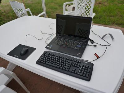 Good - Laptop with wired keyboard+mouse.