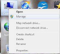 Right click on the computer icone and then select "manage"
