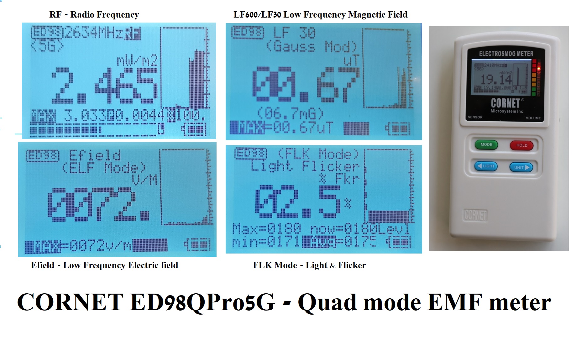 Cornet Ed98qpro5g2 Emf Rf Elf-m Elf-m Light-strength Light-flicker Meter