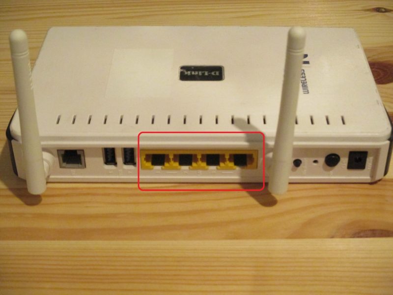 RJ45 network ports on the back of the WIFI router