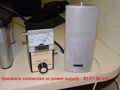 ELF EMF field near a speaker with build in power converter.