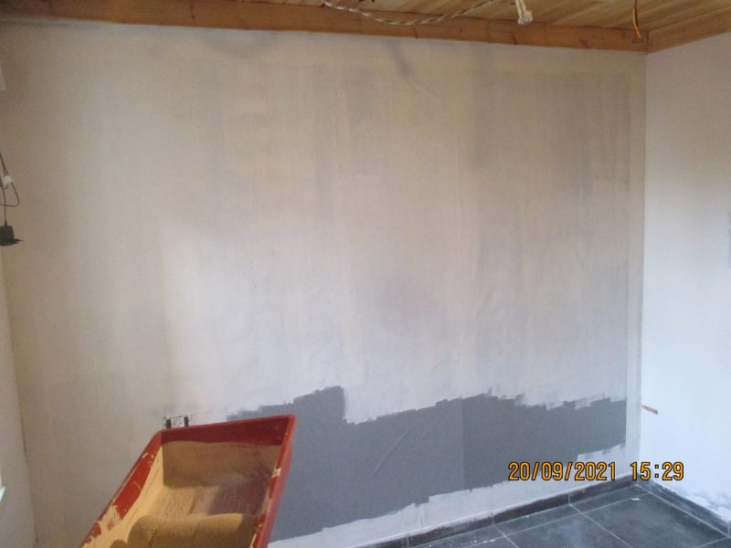 Painting over the wallpaper after the glue is dried off