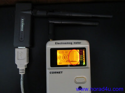 Emission of RF radiation from a USB wireless network card on idle mode. 